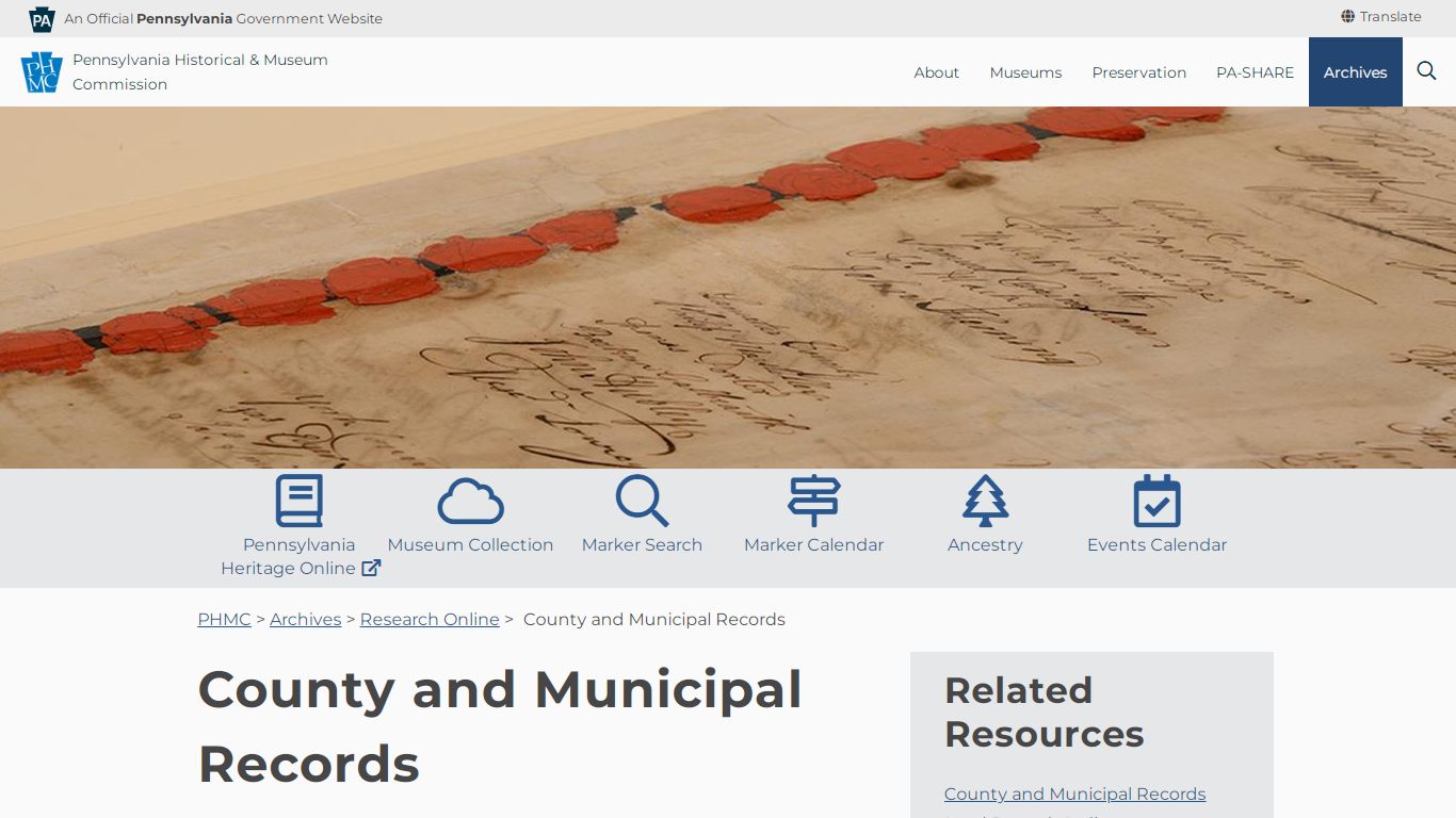 County and Municipal Records - Pennsylvania Historical & Museum Commission